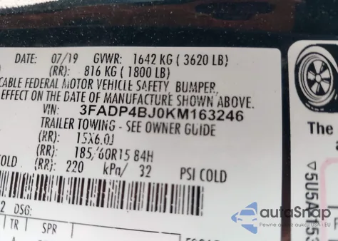 2019 Ford Fiesta Se from USA, damaged, VIN 3FADP4BJ0KM163246